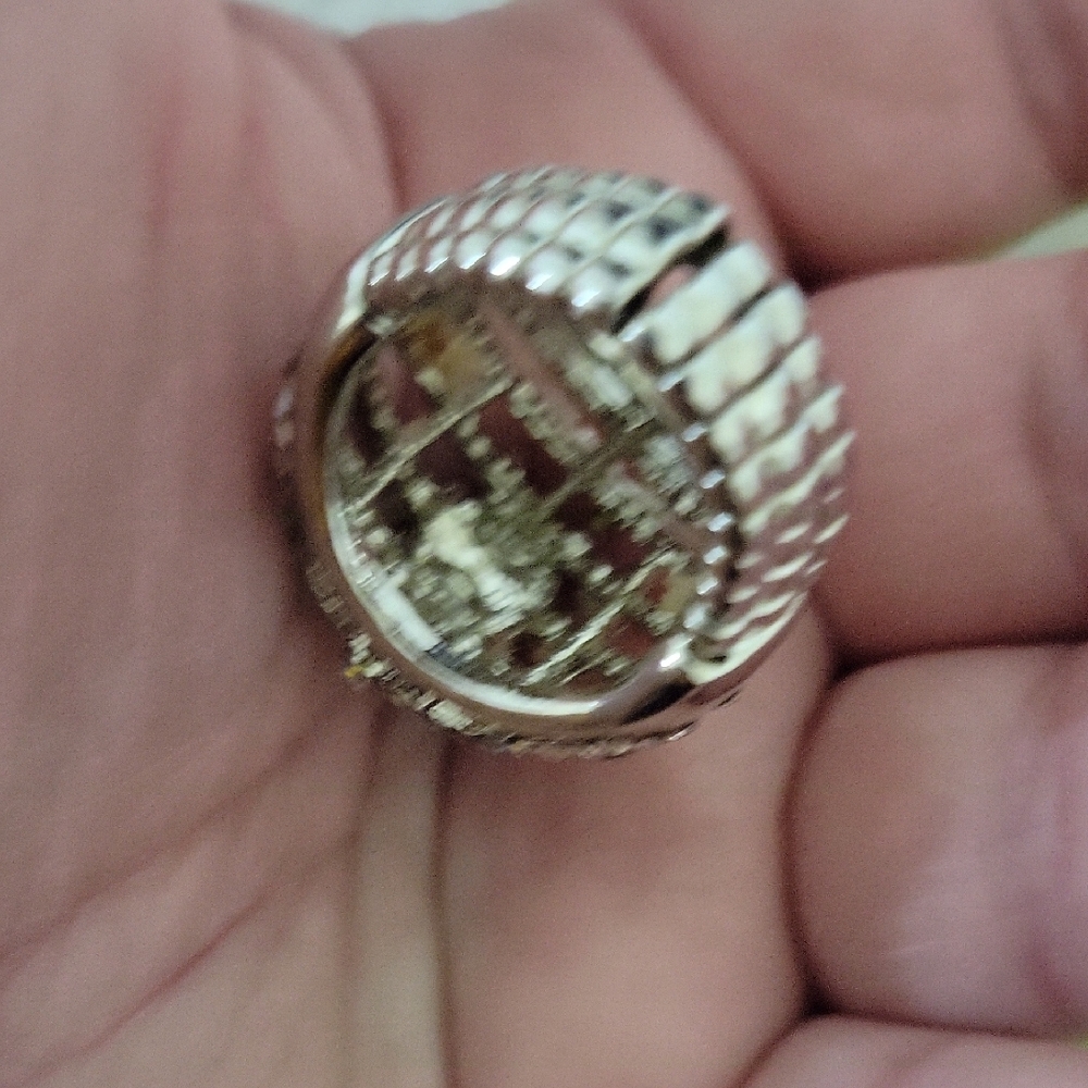 Silver And Black Geometric Pattern Ring - image 4